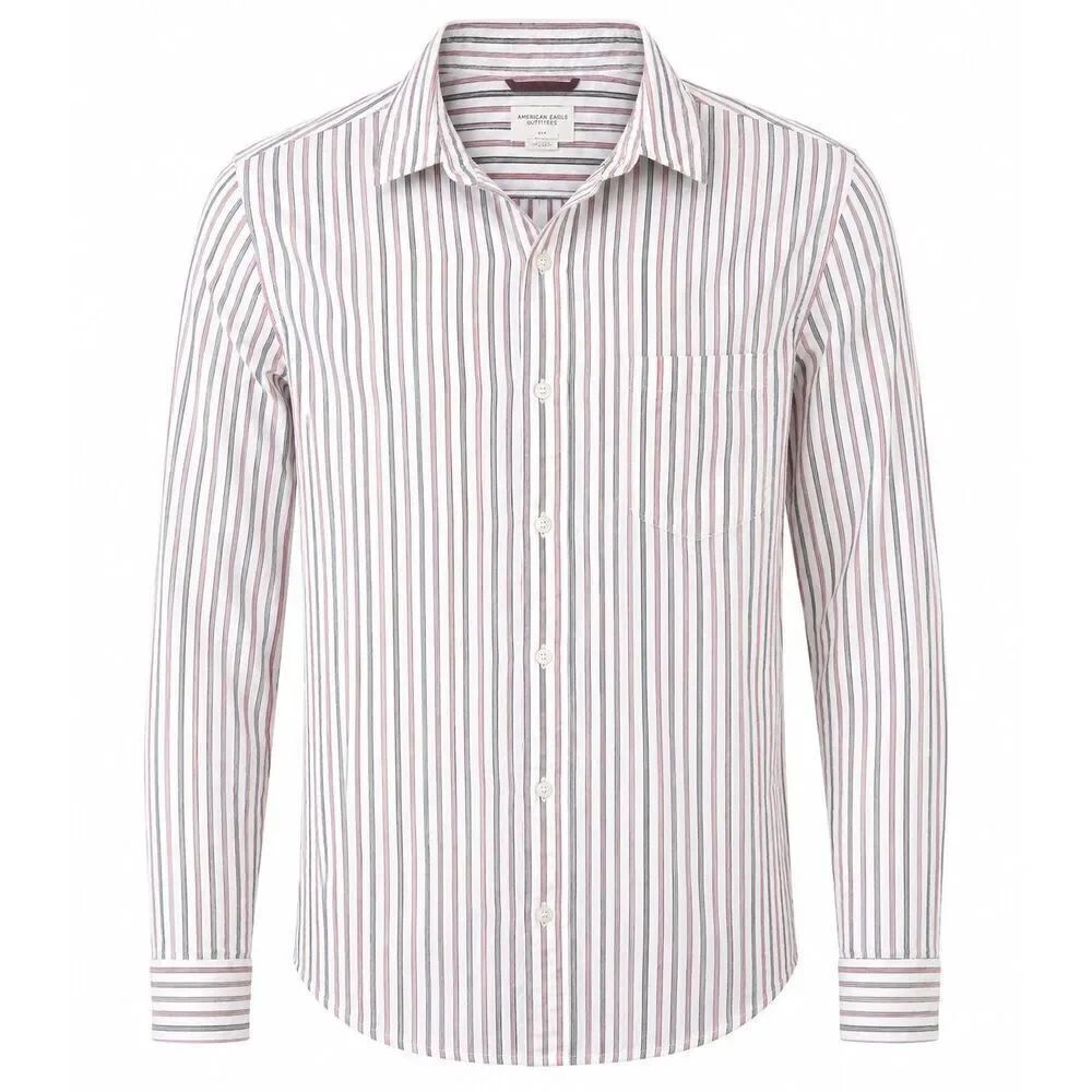 American Eagle Mens Striped Button Up Shirt Size S Collared Work Shirt Dress Up